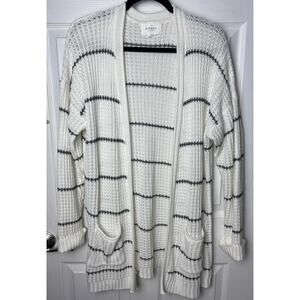 Pinque Analeigh Two Pocket Textured Open Front Cardigan Cream Size XXL